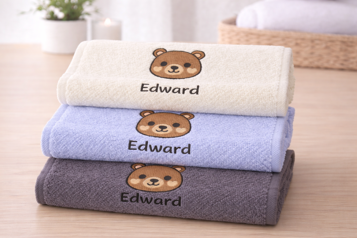 Personalised Teddy Name Towels